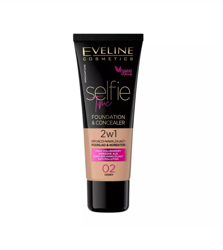 EVELINE Selfie Time 2In1 Covering And Moisturizing Foundation 02 Ivory
