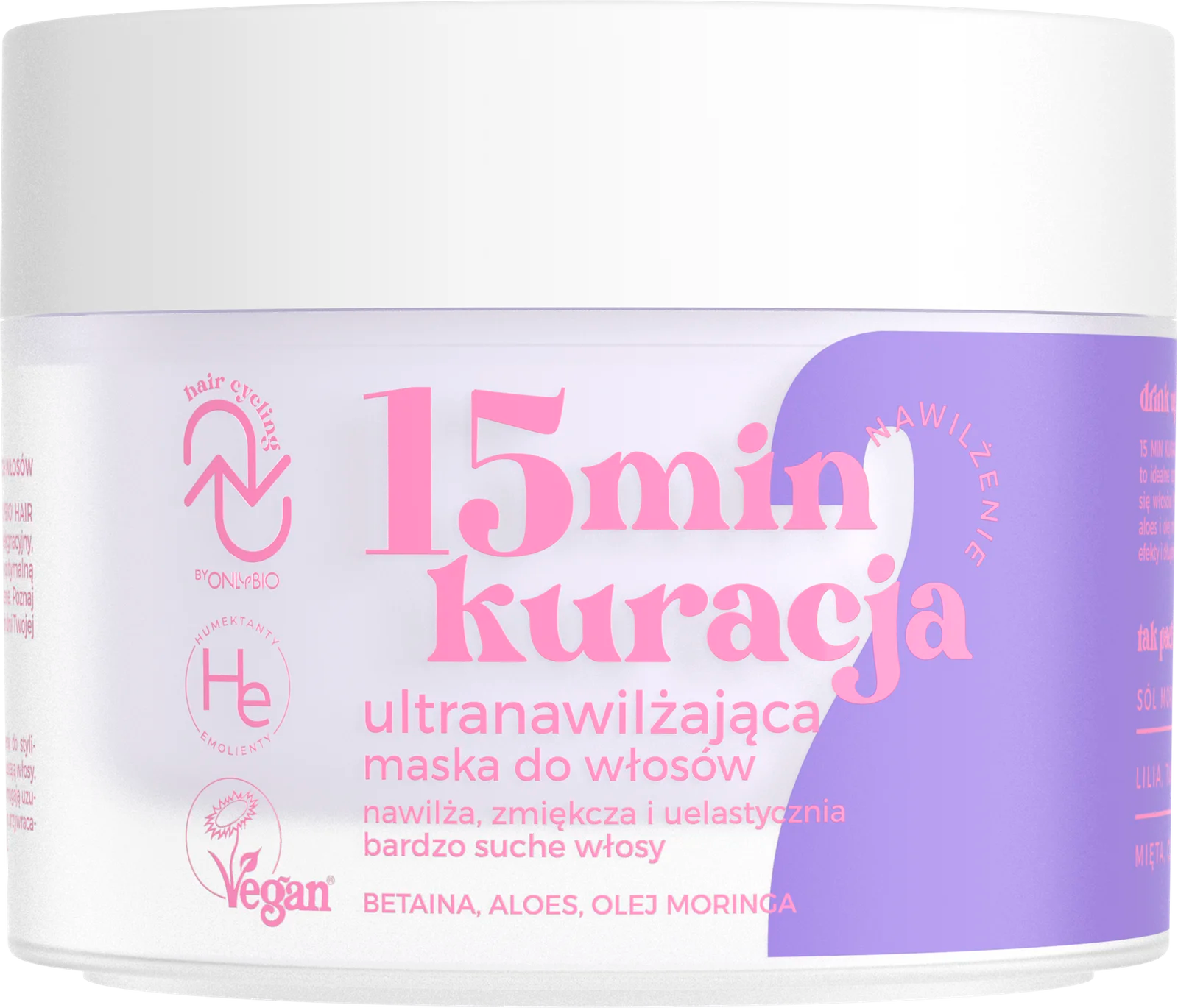 ONLYBIO Nawilzenie 15minutowa Kuracja Ultranawilzajaca Maska do Wlosów 280ml
