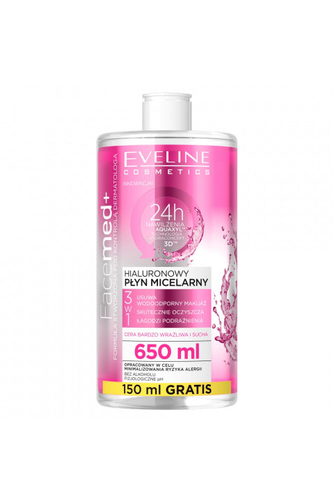 EVELINE 3IN1 Facemed+ Hyaluronic Micellar Liquid 650 ml