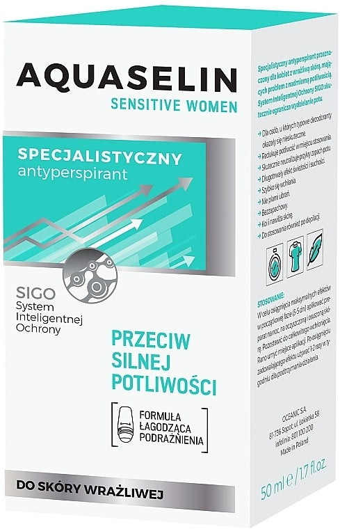 AQUASELIN SENSITIVE WOMEN ANTYPERSPIRANT PRZECIW SILNEJ POTLIWO?CI 50 ML