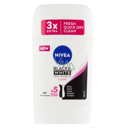 NIVEA - Black&White Invisible Clear 72H Antiperspirant Stick 50ml