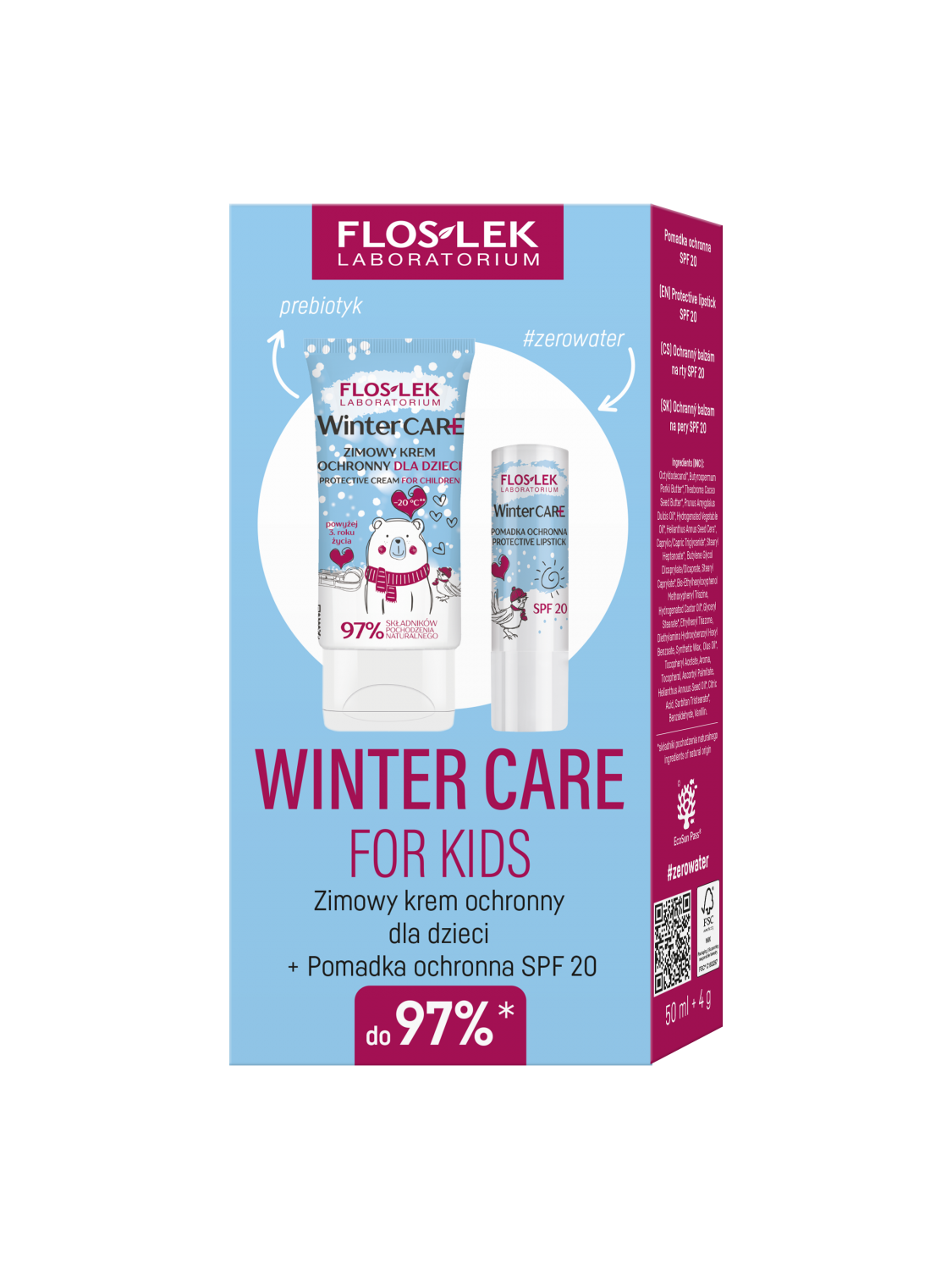 Floslek WINTER CARE FOR KIDS KIT (Winter protective cream for children + lipstick SPF 20